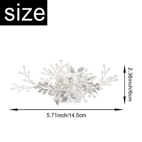 Handmade Silver Bridal Hair Comb Clip Flower Bride Wedding Bridesmaids Hair Vine Crystal Hair Accessories for Brides Headpieces