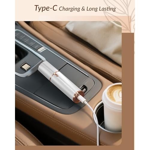 Facial Hair Removal for Women: Painless Rechargeable Face Shaver Electric Hair Remover Device for Peach Fuzz Upper Lip Chin (White)