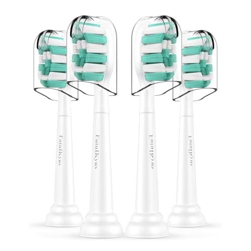 FutulkyUS Toothbrush Replacement Brush Heads for Philips Sonicare, Electric Sonic Tooth Refill Click-on Head 4100 Plaque Control, 4 Pack, White