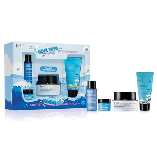 belif Aqua Bomb Dive Into Hydration Set | Korean Skin Care | Korean Moisturizer | Makeup Remover | Korean Toner | Eye Cream | Value Set | Gift Set | Aqua Bomb, Cleansing Balm, Hydrating Toner,Eye Bomb
