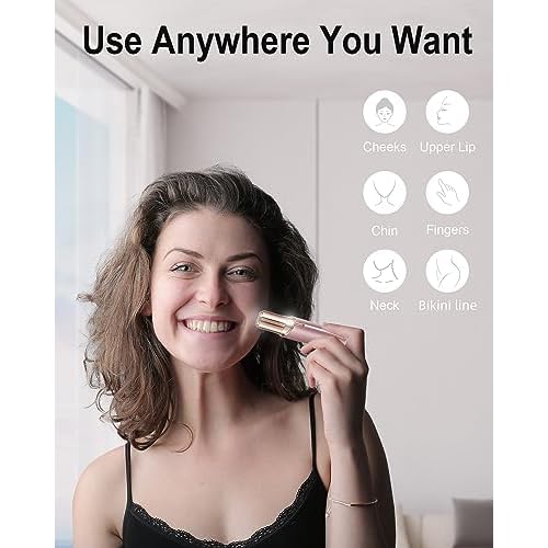 Facial Hair Removal for Women, 360¡Æ Floating 2X Powerful Painless Facial Hair Remover, Lipstick-Sized, USB Rechargeable, Face Razors Shaver for Women Upper Lip,Chin,Peach Fuzz,Mustache (Pink)