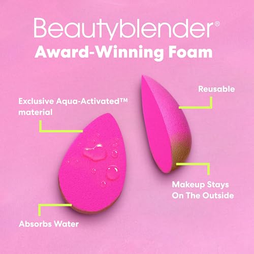 Beautyblender¢ç | Original Pink Beauty Blender 2-Piece Bundle for Blending Foundations, Powders, and Creams, Super-Soft Foam for Streak-Free Application, Made in the USA, Reusable, Washable