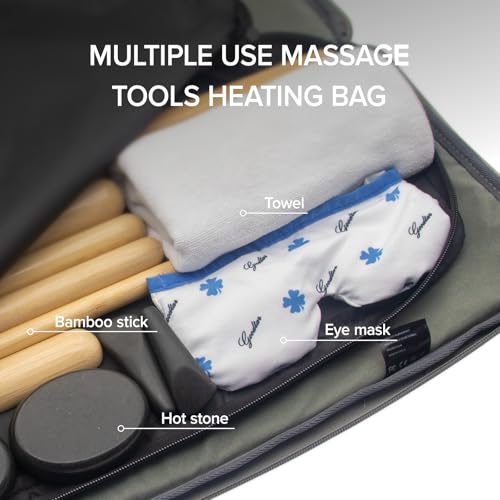 Hot Bamboo Massage Warmer Bag w/ 8 PCS Warm Bamboo Sticks, Portable Professional Electric Heater for Stone, Digital Temperature Controller