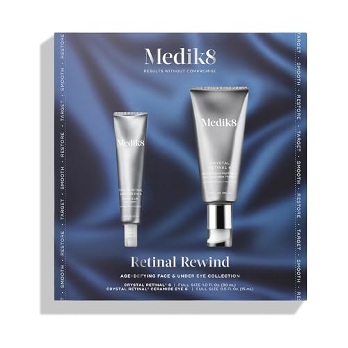 Medik8 Retinal Rewind Kit - Retinal Face Serum and Under Eye Cream for Puffiness and Wrinkles - Smoothing Serum for Face Hydrates Skin - 2 pc