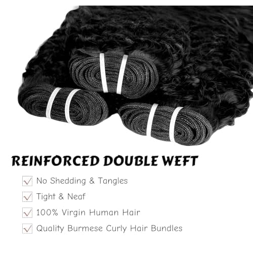 Curly Bundles Human Hair 20 22 24 Inch 12A Grade 100% Unprocessed Brazilian Virgin Hair Weave with Spriral End 3c4a Quick Weave Real Human Hair Natural Black Hair Extensions
