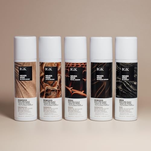 IGK NEVER MISS Root & Scalp Touch-Up Spray ? Light Brown | Temporary Gray Root Concealer for Thinning Hair | Waterproof, Sweat-Resistant, No Flaking | With Biotin, Rosemary & Squalane | 2oz