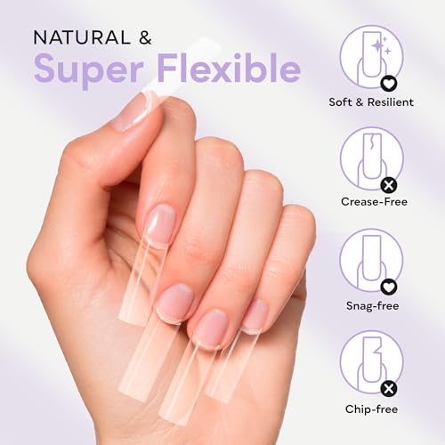 SUNUV Long Straight Nail Tips 500 PCS Extra Long Fake Nails Pre-shaped Half Cover Acrylic Press On Nails for Salon and DIY at Home