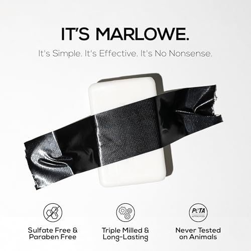 MARLOWE. No. 105 Bar Soap for Men 7 oz (3 Bars) Moisturizing Body Soap, Nourishing & Refreshing with Natural Extracts, Shea Butter, Olive Oil & Green Tea Extracts, Original Sage & Fir Scent