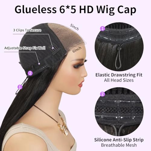 Tinashe Human Hair Wig Glueless Wigs Human Hair Pre Plucked Pre Cut Bob Wear And Go Loose Body Wave Layered Cut 6x5 HD Lace Front Wigs for Black Women Side Part Curtain Bangs Natural Black Wigs 18inch