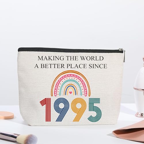 30th Birthday Gifts For Her, Women - Gifts for 30th Birthday - Mothers Day Bags For Woman - 30 th Bday Decorations For Sister, Female, Friends - 1995 Canvas Makeup Bag - Turning 30 th Gift