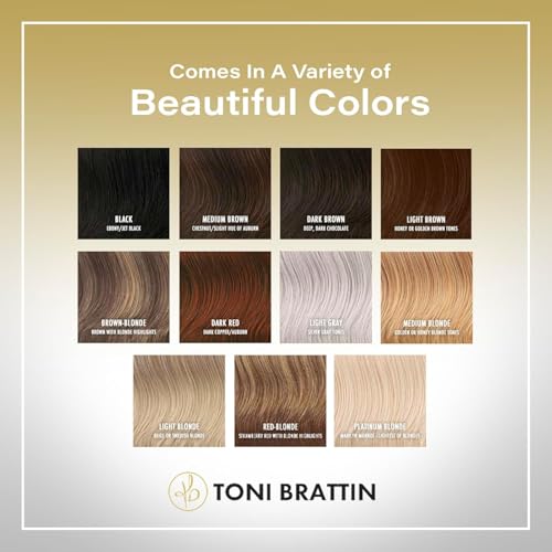 Toni Brattin Fascination Wig - Chin Length Layers, a Side-Swooping Bang & a Razor-Cut Neckline - Heat-Friendly Synthetic Fiber Looks & Feels Natural - Adjustable & Comfortable (Medium Blonde, Regular)