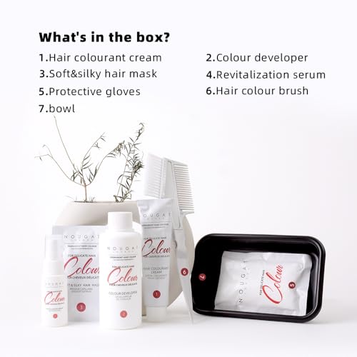 NOUGAT Intense Chocolate Permanent Hair Color Kit - 100% Gray Coverage, Ammonia Free & PPD Free for Sensitive Scalp - 3-in-1 Color, Repair & Nourish System with Anti-Aging Hair Mask & Essence