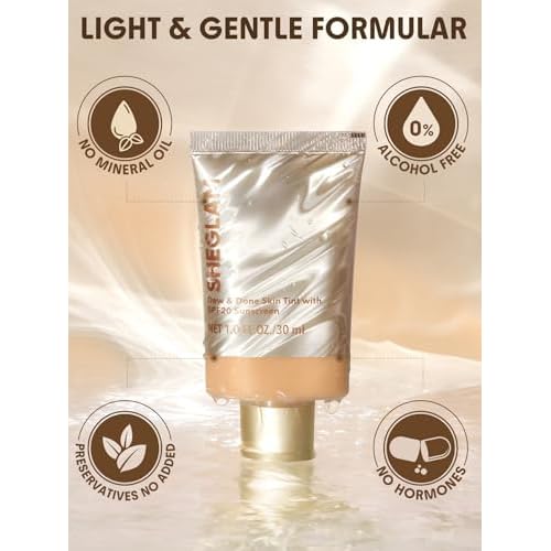 SHEGLAM Dew & Done Skin Tint with SPF20 Light-medium Coverage Foundation Evens Skin Tone-Nude
