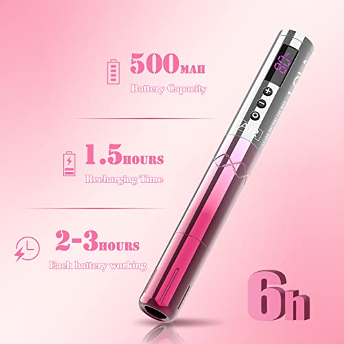 INKin Permanent Makeup Tattoo Machine, Wireless Tattoo Gun with 2Pcs 1500mAh Battery Pack LED Display, Professional Lola Air SMP Tattoo Pen for Beginners Artists (2.7mm Stroke)