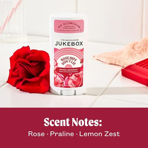 JUKEBOX Natural Deodorant for Women?Rose Hips Don't Lie Scent-Aluminum-Free, No Baking Soda, No Harsh Chemicals, Odor Blocking Technology, Rose, Praline, Lemon Zest-a Dr. Squatch Brand-2.65oz