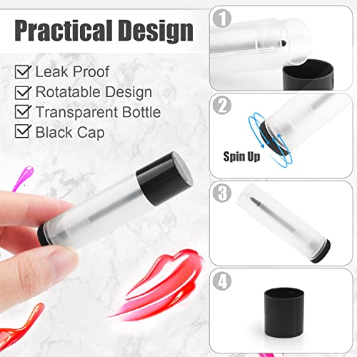 50Pcs 5g Lip Balm Tubes Plastic Lipstick Containers Empty Refillable Twist-up Lip Gloss Balm Filling Stick Clear Tube Holder with Black Cap for DIY Chapsticks Crayon Solid Perfume