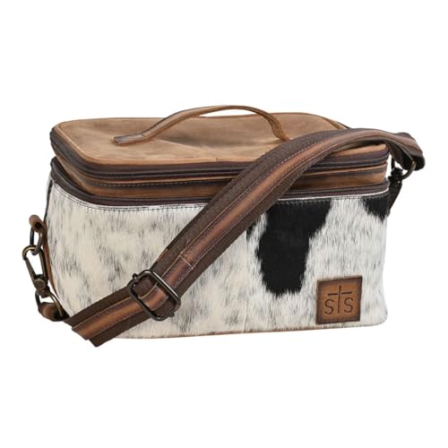 STS Cowhide Cosmetic Case Glamour Makeup Organizer, Color: Tornado/Cowhide (STS-30888)