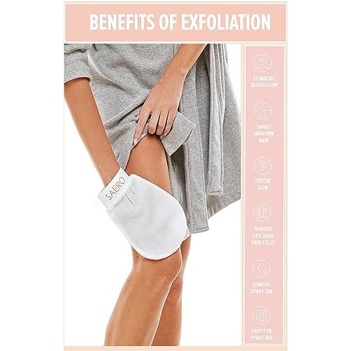 SAERO Korean Exfoliating Mitt for Body ? Deep Scrub Glove for Dead Skin, Spray Tan Removal, Ingrown Hairs & KP ? Korean Spa-Style Viscose Peeling Towel for Shower or Bath ? 1 Count