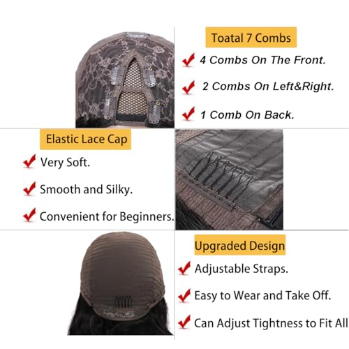 V Part Wig Human Hair Body Wave 1B/30 Highlight Ombre Wigs for Black Women Wear and Go Glueless Human Hair Wig Upgrade U Part Wigs No Sew in No Glue Beginner Friendly 180% Density 24 inch