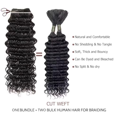 Human Hair Bundles One Bundle 12A Brazilian Virgin Human Hair Wet and Wavy Bundles 22 Inch 100% Unprocessed Deep Curly Weave Human Hair Extensions Natural Black Remy Hair Bundles