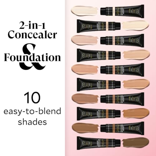 Fi?ra Luxury Concealer & Foundation with Anti-Aging Ingredients - Full Coverage for Dark Circles, Wrinkles, Fine Lines, and Spots, All-Day Wear For Mature Skin - Bisque, 0.5 FL. OZ. / 15 ML