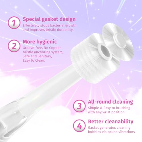 Kids Electric Toothbrush, Sonic Toothbrush for Toddler Children & Baby Ages 1-3 2-4 5+, with 2-Minute Smart Timer & Fun LED Light, 4 Brush Heads Soft Bristles, Battery Powered (Pink Unicorn)