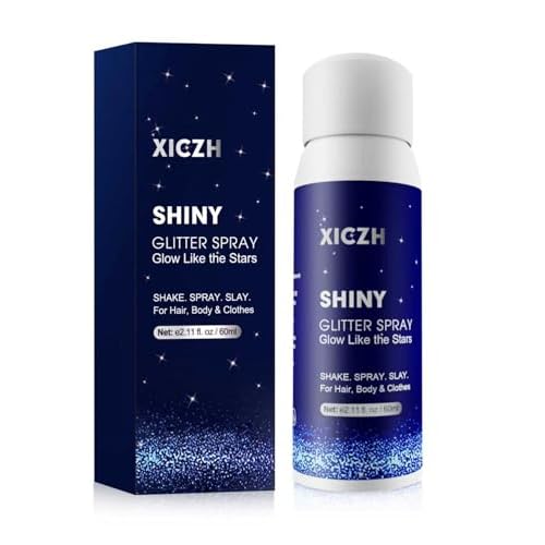 Body Glitter Spray, Glitter Spray for Hair Clothes and Body, Holographic Silver Glitter Hairspray for Grils ? Festival, Rave, Prom, Stage, Nightclub, Cosplay Party Makeup 60ML