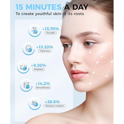 Yahi Red Light Photon Facial & Neck Mask with Remote Control, 7 Custom Modes with Infrared, Portable & Rechargeable with Timer for Home Use, 175 High-Density Light Beads, White