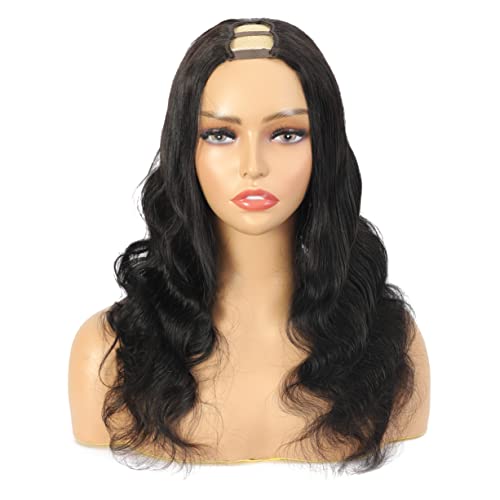Amella Hair U Part Wig Body Wave Wigs 26 inch Brazilian Remy Human Hair Half Wig For Black Women U Shape Clip In Wig Body Wave U Part Wig Human Hair Extenions 150% Density Natural Black Color