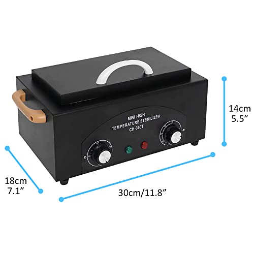 High Temperature Metal Tool Cleaning Box, 1.5L Dry Heat Box with Adjustable Temperature and Time for Nail Barber Tattoo Metal Equipment Cleaning (Black)