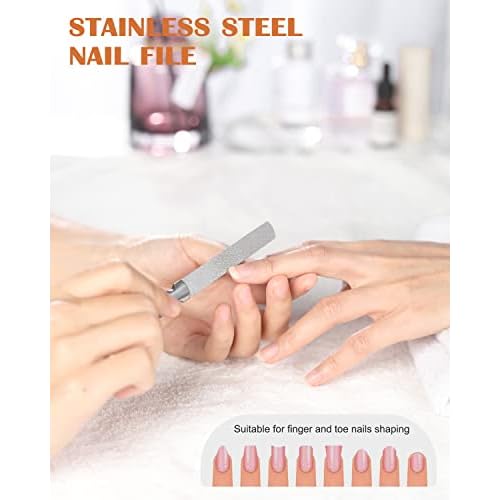 FVION Professional Metal Nail Files - 2 PCS, Double-Sided, Stainless Steel, Coarse & Fine Grit, Manicure & Pedicure Tool Set