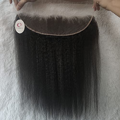 Unprocessed Brazilian Kinky Straight Hair Full Lace Frontals Human Hair 14 Inch 1B Ear To Ear Pre Plucked 13X4 Lace Frontal Closure Piece