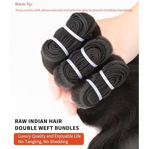 MLIP Raw Bundles Human Hair Body Wave, No Tangle Shedding, Keep Texture Silky Soft After Multiple Washes, 15A Raw Indian Hair Bundles 10 12 14 Inches, Triple Lifespan 3X