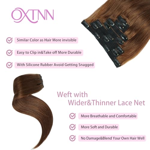 Clip in Hair Extensions Real Human Hair Chocolate Brown 12 inch 7pcs 70g/Pack, Human Hair Clip in Extensions, Salon-Grade Quality, Easy Comfort Wear for Women (#4, 12 inch)