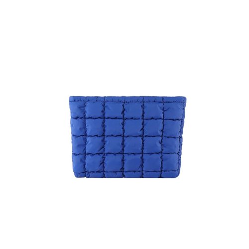HFLZBRO Puffy Quilted Makeup Bag for Women, Cosmetic Bag, Travel Toiletry Organizer Pouch Clutch (blue)