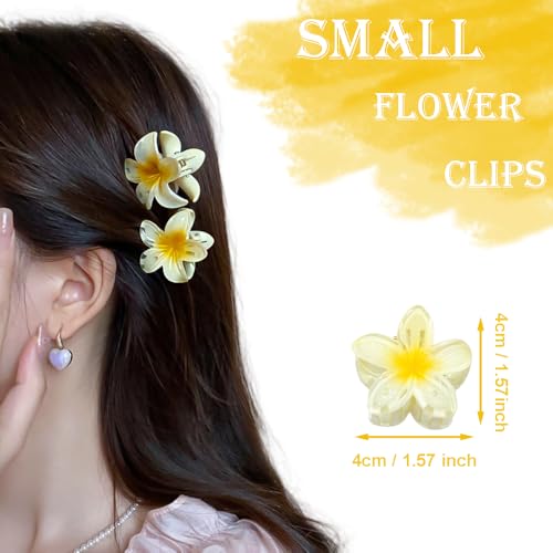 Flower Claw Clip,7pcs Medium Cute Non Slip Plumeria 4CM Hawaiian Hair Jaw Clip Hawaii Beach Tropical Hair Accessories for Thick,Thin Straight, Curly Wavy Hair, Gifts for Women Teen Girls (4CM)