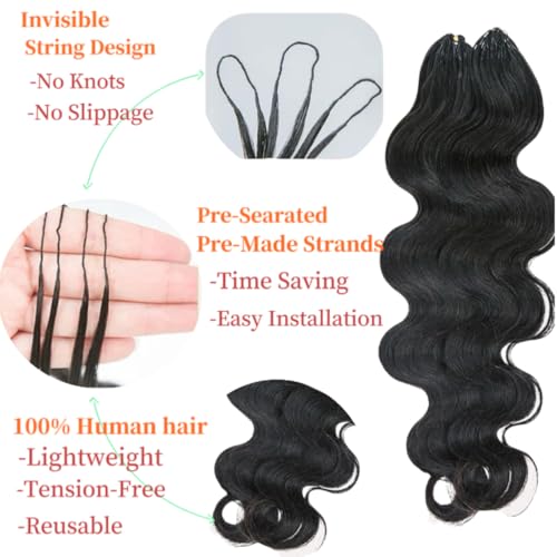 100% Human Hair Body Wave Knotless Pre-Separated Crochet Hair feather crochet human hair extensions for Women Natural Color 18 Inch 120g