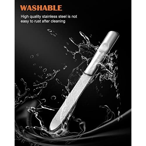FVION Professional Metal Nail Files - 2 PCS, Double-Sided, Stainless Steel, Coarse & Fine Grit, Manicure & Pedicure Tool Set