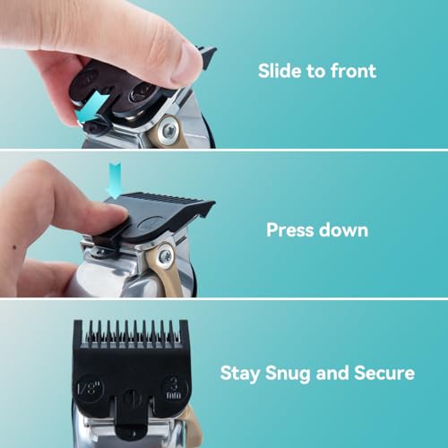 Clipper Guards Set Compatible with Most Wahl Clippers, Clipper Guides Replacement - 1/16" to 3/16", 3 Piece Set, Black Color