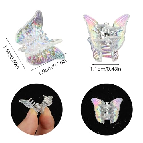Ouligay 12pcs Sparkly Colorful Hair Accessories - Mini Butterfly Hair Clips and Tiny Claw Clips for Girls and Women (Glitter Color)