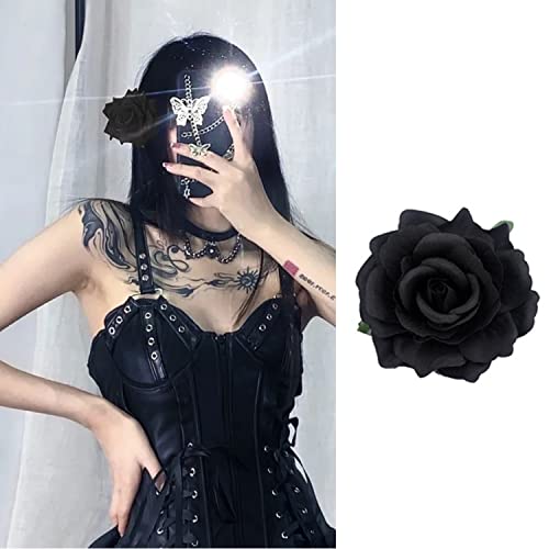 Hair Flower Clips Brooch Boutique Hair Accessories Bohemia Hairpins for Women Girls (Black)
