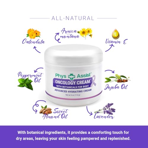 PhysAssist - Oncology Body Cream with Botanicals, 4 oz. Soothing and Hydrating to Stressed Skin. Made with Oils of Lavender, Calendula, and Peppermint. Non-Irritant, Clinically Tested (Pack of 2)