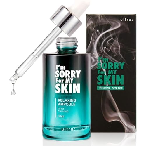 I'M SORRY FOR MY SKIN Facial Skin Ampoule, Korean Skin Care Serum for Face with Centella Asiatica and Hyaluronic Acid, Moisturizing & Glowing Effect (Relaxing Ampoule First Calming)