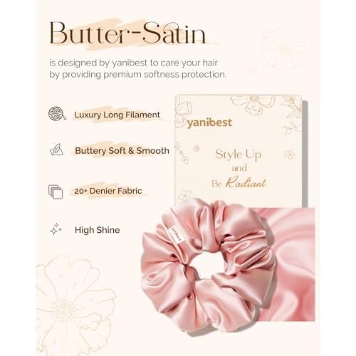 Yanibest 8 Pcs Satin Scrunchies - Silk Scrunchies Ponytail Holders, Soft Satin Hair Ties No Damage£¬Hair Accessories for Women Girls