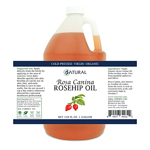 Zatural ROSA CANINA - 100% Pure Rosehip Oil for Face, Nails, Hair and Skin - Cold Pressed Rose Hip Oil (Gallon)