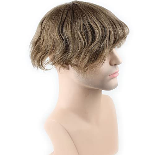 Real Human Hair French Lace with PU Thin Skin Stock Men's Toupee Hair Pieces #18 Color