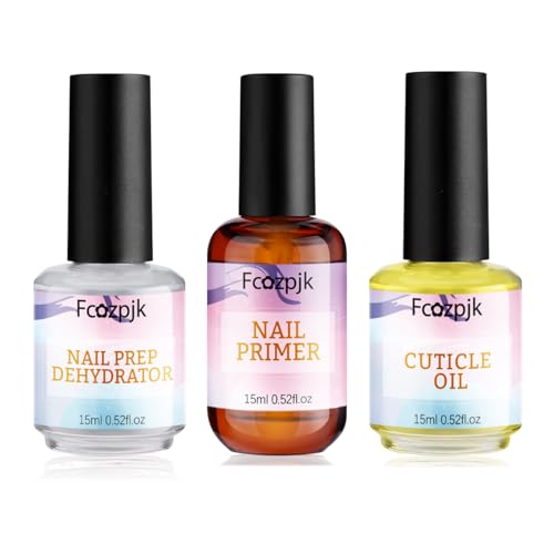 Nail Dehydrator and Nail Primer with Cuticle Oil Set, Air Dry Bonding Primer for Acrylic Nails No Lift, Acid-free Prep Dehydrator, Natural Cuticle Oil for Nails, Manicure Accessories