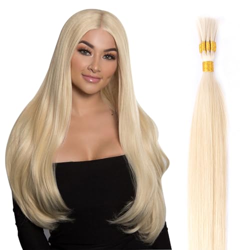 V Light Hair Extension Kit Hair Bulk, 18" 20" 22", 100 grams, Double Drawn,10 Bundles,100% Human V-light Bulk Hair Extensions #1B Black #613 blonde. (#613 100g, 20inch)