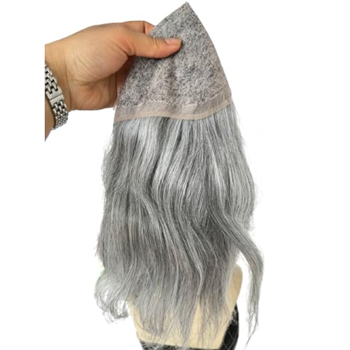 Swiss Full Lace Men¡¯s Toupee Real Human Hair 1B Mixed 80% Grey Synthetic Hair Replacement for Men Hairpiece 12inch Long Hair