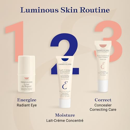 Embryolisse Concealer Correcting Skincare, Covers Dark Circles & Puffiness, Hydrating Under Eye Makeup with Age-Defying Vitamin B3 & E, 0.27 fl oz